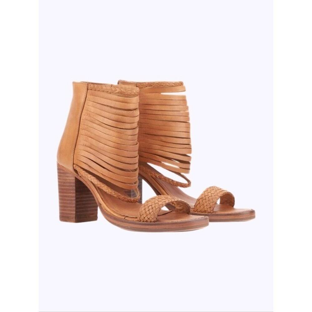 Vintage Foundry Co Leather Tan Women's Leila Block Heel Sandals Size 7.5 New